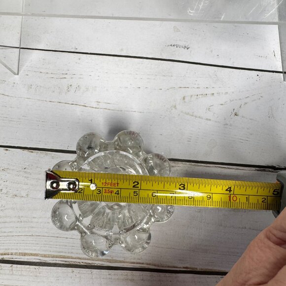 Vintage Scandinavian Clear Glass Candle Holders Set Of 2 For Taper Candle - Picture 8 of 8